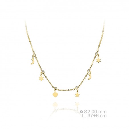 Gargantilha em Prata Esterlina e Zircões (Madrepérola)