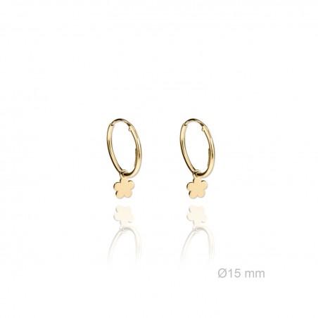 Pendientes aro flor dorados