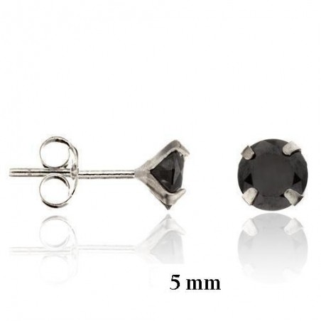 Pendientes zirconitas engastadas Negras 5mm