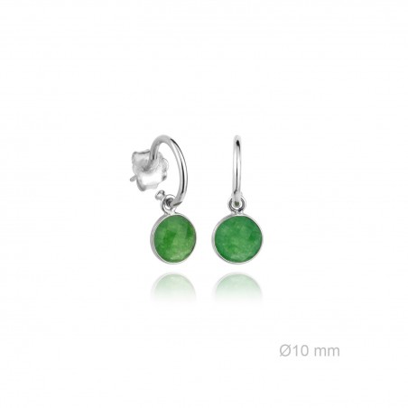 Pendientes Aros presión piedra Verde