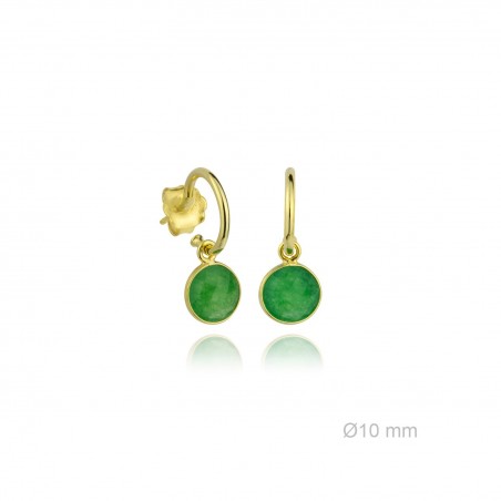 Pendientes Aros piedra Verde dorados