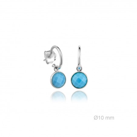 Pendientes Aros presión piedra Azul