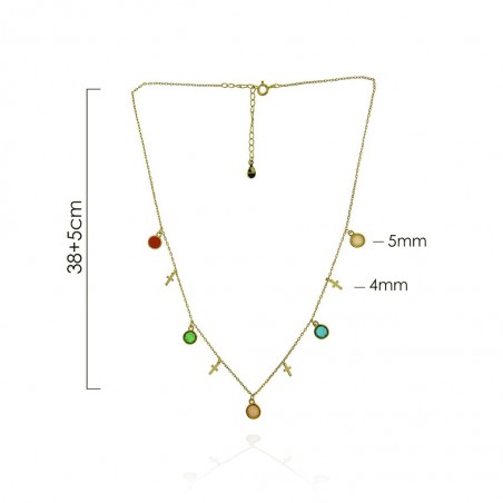 Gargantilla Piedras Color Mini Cruz Lisa