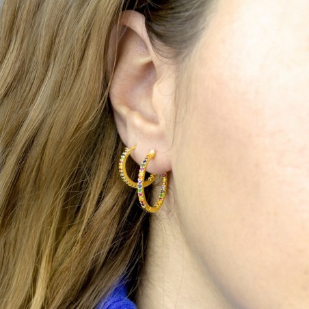 Brincos de Prata Esterlina e Zircônia | Ø22mm