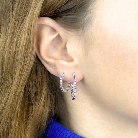 Silver Earrings with Cubir Zirconium | Ø16mm