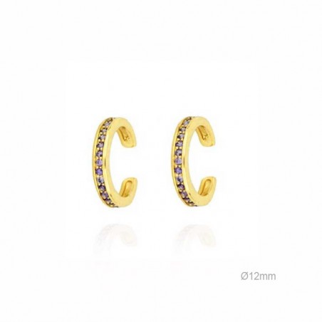 Pendientes Earcuff Dorado Circ. Carril Morado