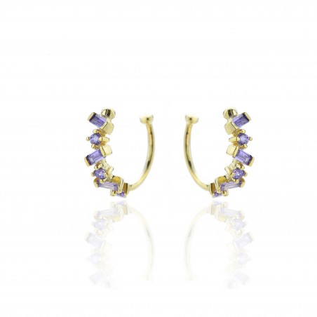Pendientes Earcuff Dorado Circ. Morada