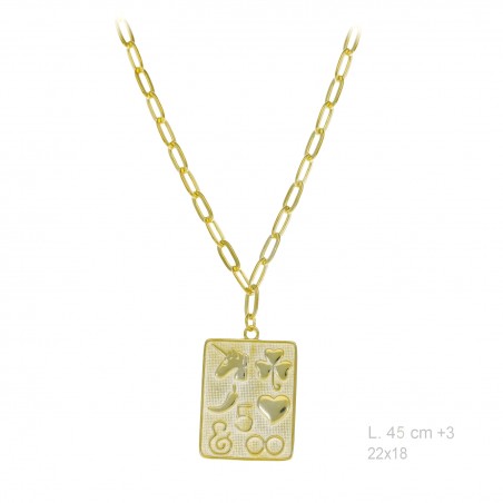 Gargantilla Dorada Chapa Rect. Suerte