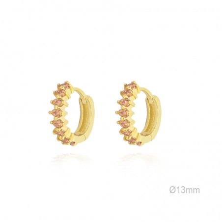 Pendientes Aro Dorado Cir. Redonda Champagne