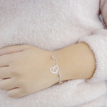 Pulseira de prata con pedra artificial