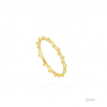 Anillo Dorado Fila Bolitas 