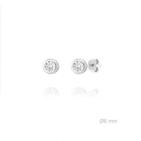 Pendientes de Plata de Ley y circonita de 6mm