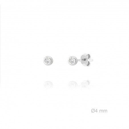 Pendientes de Plata de Ley y circonita de 4mm
