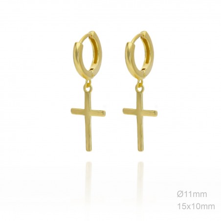 Pendientes Aro11mm Dorado Cruz Lisa