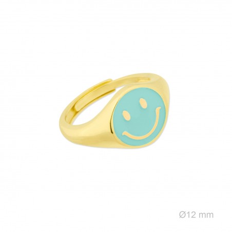 Anillo Sello ajust. Smiley Azul Do