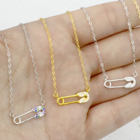 Silver necklace with cubic zirconium