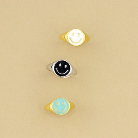 Anillo Sello ajust. Smiley Blanco Do