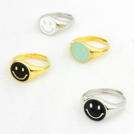 Anillo Sello ajust. Smiley Azul
