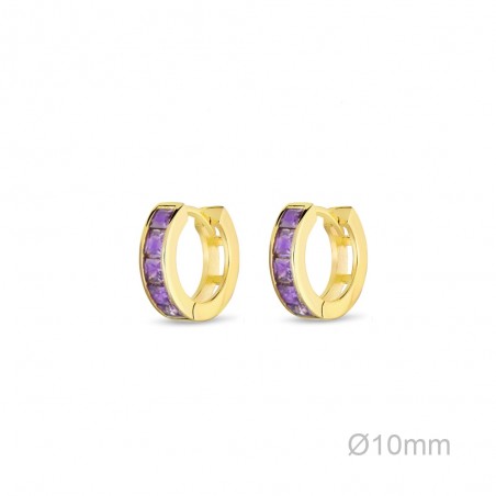 Pendientes Aro Mini Dorado Circ Morada