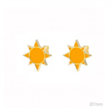 Pendientes Presión Dorado Sol Esmalte 