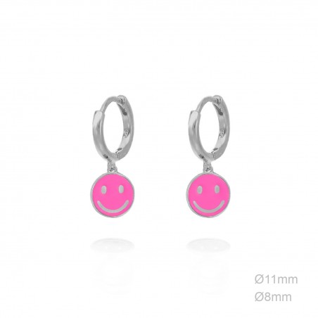 Pendientes Aro Smile Esmalte Fuxia