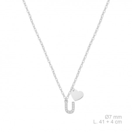 Silver necklace with cubic zirconium | U