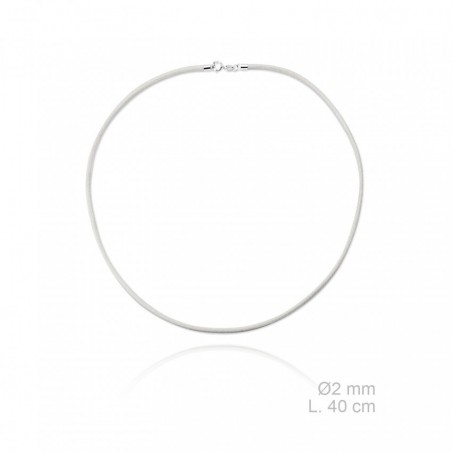 Gargantilla de cuero trenzado, longitud: 40 cm, grosor: Ø2 mm BLANCO
