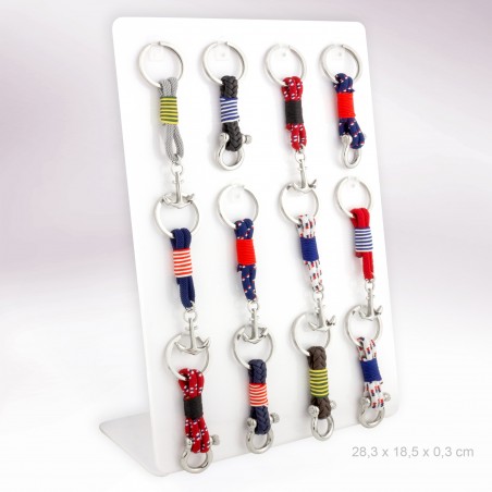 Présentoir - 12 porte-clés en acier