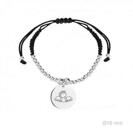 Pulseira de prata e macramé