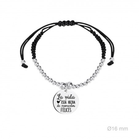 Pulseira de prata e macramé