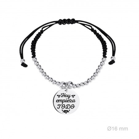 Pulseira de prata e macramé