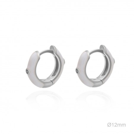 Pendientes Aro Esmalte Blanco Circ