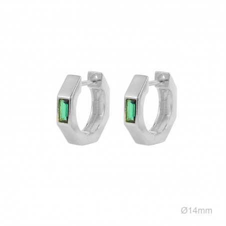 Pendientes Aro Hex Circ Verde