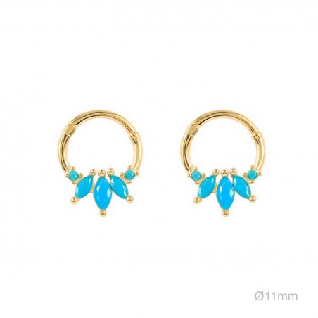 Pendientes Tragus Dorado Circ Turquesa