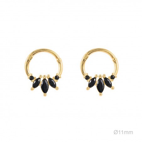 Pendientes Tragus Dorado Circ Negra