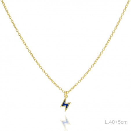 Gargantilla Dorada Rayo Esmalte Azul