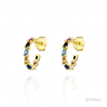 Pendientes Aro Dorado Circ Colores