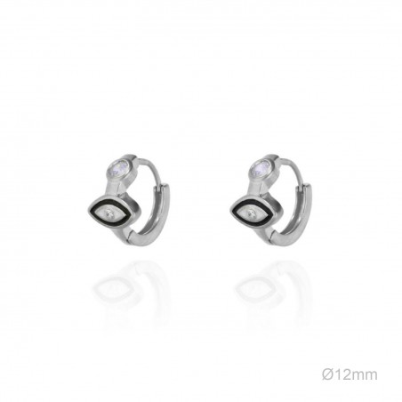Pendientes Aro Ojo Esmalte Negro