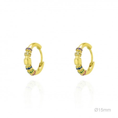 Pendientes Dorados Aro Circ Color
