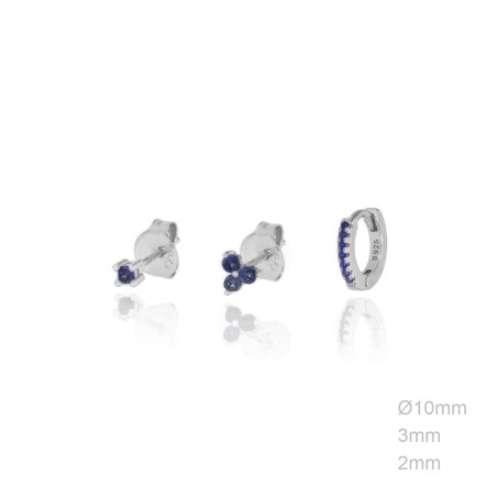 Pendientes Pack 3 Circ Azul