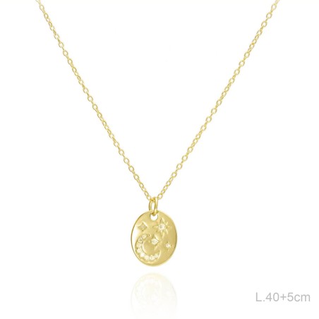 Gargantilla Dorada Oval Luna Estrellas Circ 