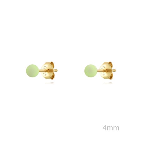 Pendientes Presión Dorado Bola Esmalte Verde