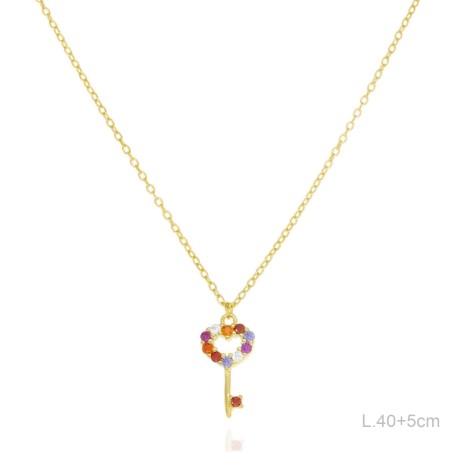 Gargantilla Dorada Llave Circ Color
