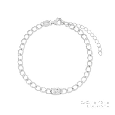 Silver bracelet with cubic zirconium | M