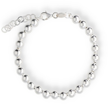 Pulsera Bolas 7mm Plata Lisa Plateada