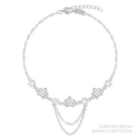 Pulseira de Prata Esterlina com zircônia