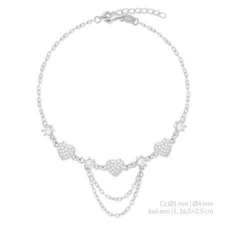 Silver bracelet with cubic zirconium