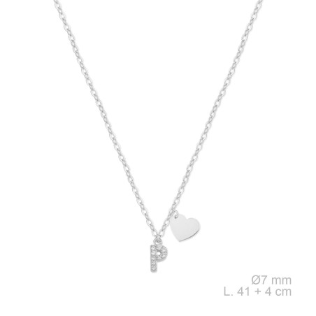 Silver necklace with cubic zirconium | P