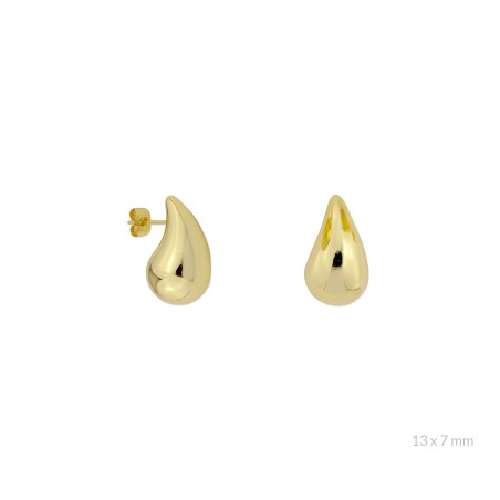 Pendientes de Plata de Ley chapados en oro | 13x7 mm