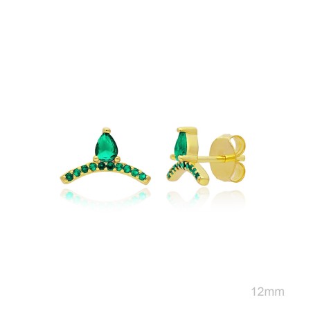 Pendientes Dorado Presión Circ Verde